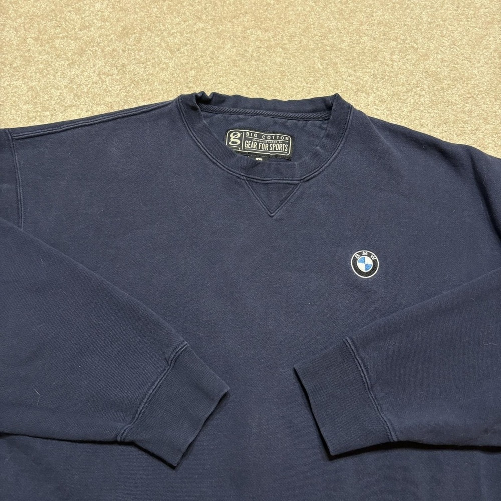 Vtg 90s BMW Sweatshirt Mens Large Navy Crewneck Logo Pullover Gear for Sports